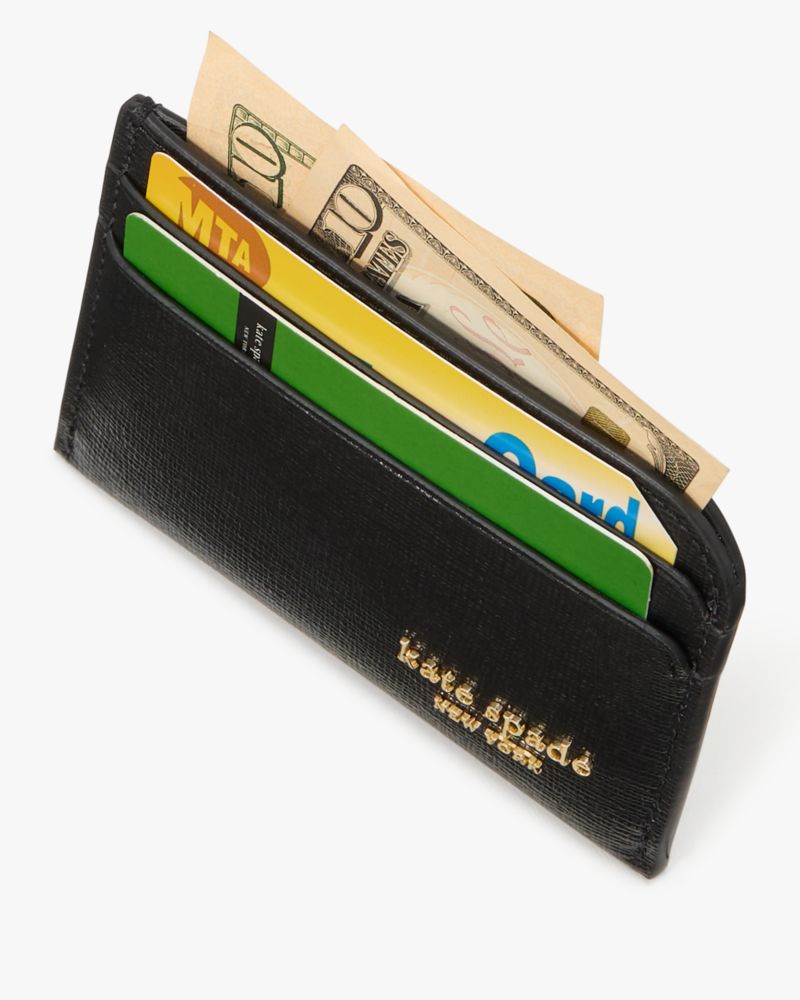 Kate Spade,Devin Space Dot Card Holder,Leather,Card Case,Metal,Logo,Casual,