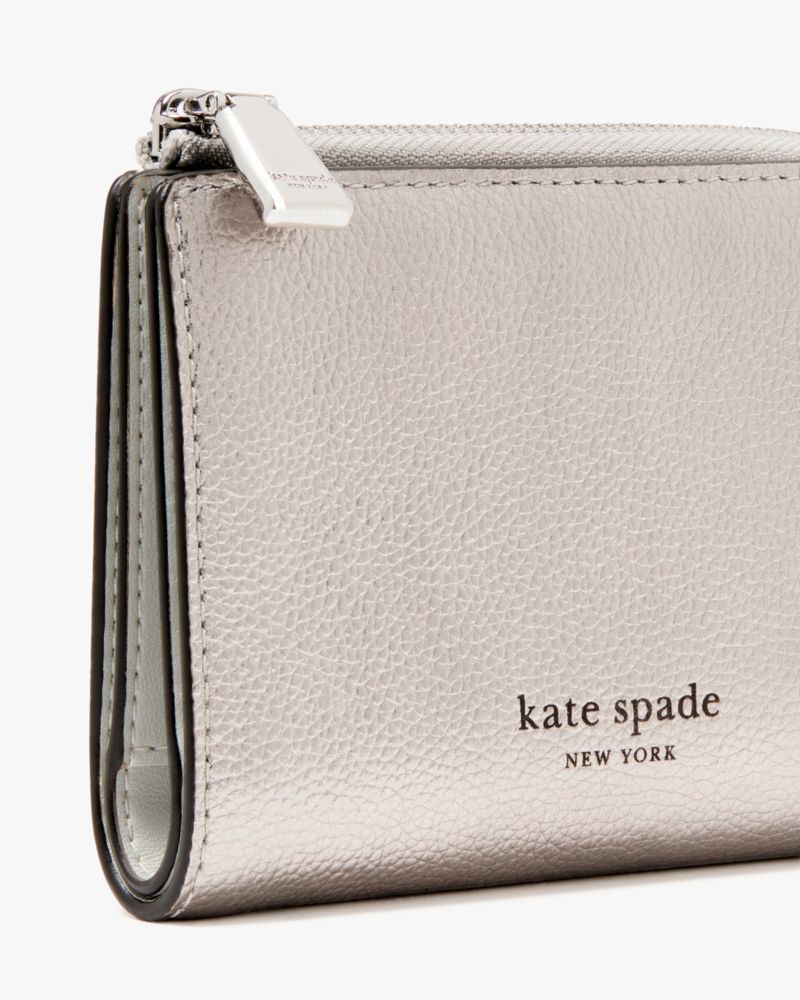 Kate Spade,アヴァ メタリック ジップ バイフォールド ウォレット,ミニ財布,シルバーマルチ