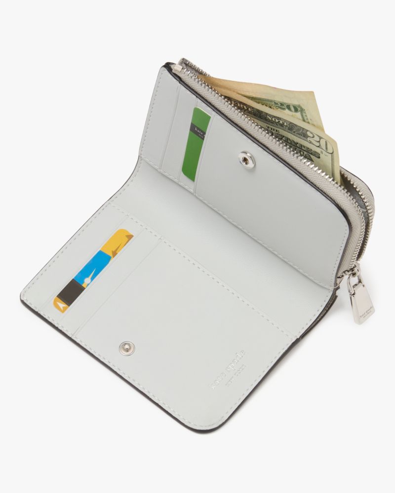 Kate Spade,アヴァ メタリック ジップ バイフォールド ウォレット,ミニ財布,シルバーマルチ