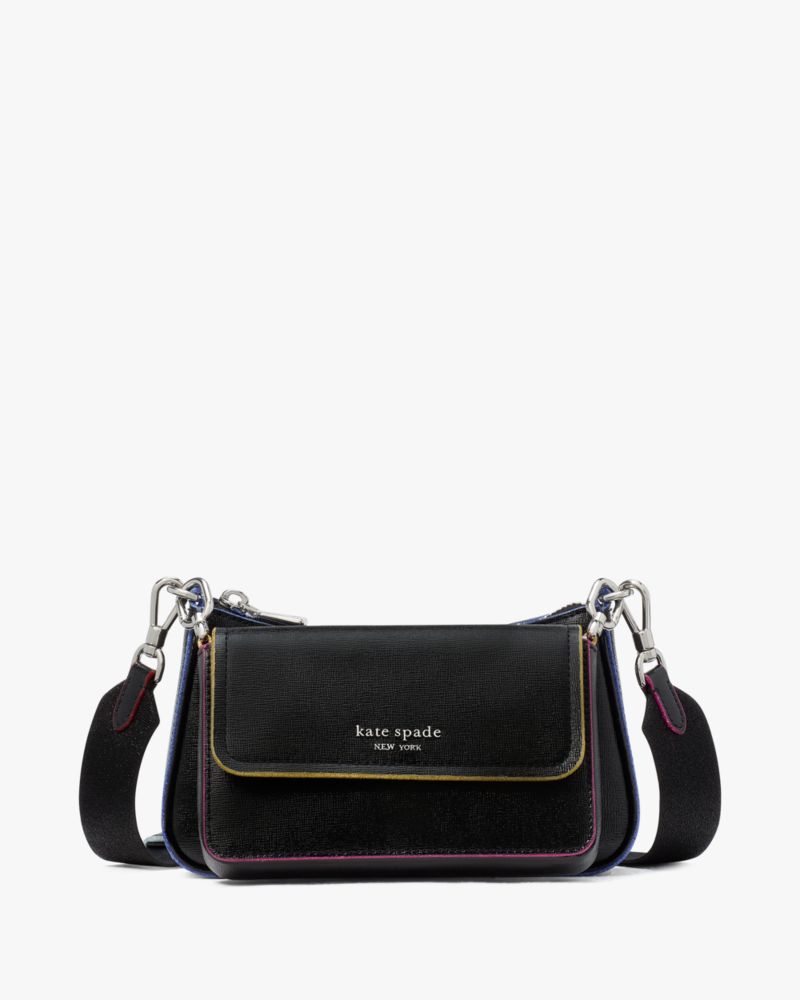 Black Multi Double Up Glitter Edge Crossbody