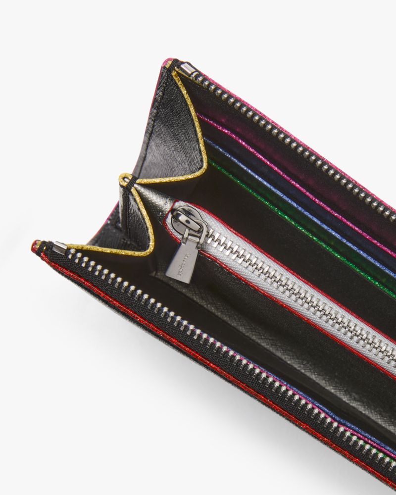 Kate Spade,デヴィン グリッター エッジド ジップ アラウンド コンチネンタル ウォレット,長財布,ブラックマルチ