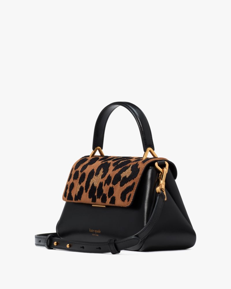 Kate Spade,グレース レオパード スエード スモール トップ ハンドル バッグ,ハンドバッグ,ブラックマルチ