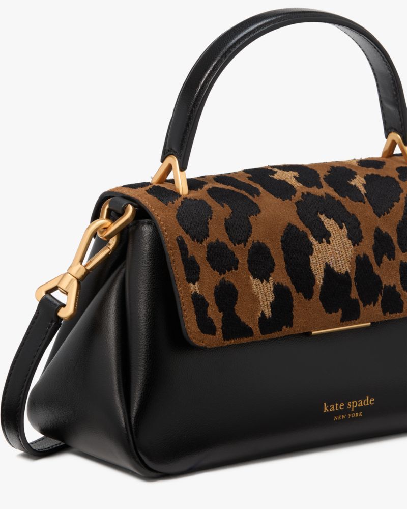 Kate Spade,グレース レオパード スエード スモール トップ ハンドル バッグ,ハンドバッグ,ブラックマルチ