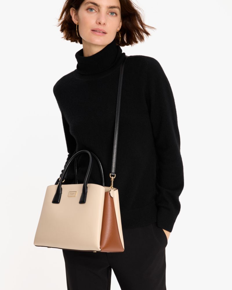 Kate Spade,Serena Colorblocked Satchel,Satchel,Logo,Metal,Color Block,Work,Casual,Cream