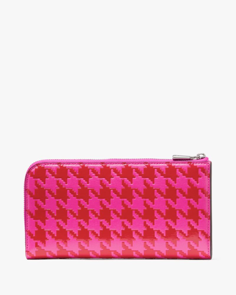 Kate Spade,デヴィン ハウンドトゥース ジップ アラウンド コンチネンタル ウォレット,長財布,ピンクマルチ