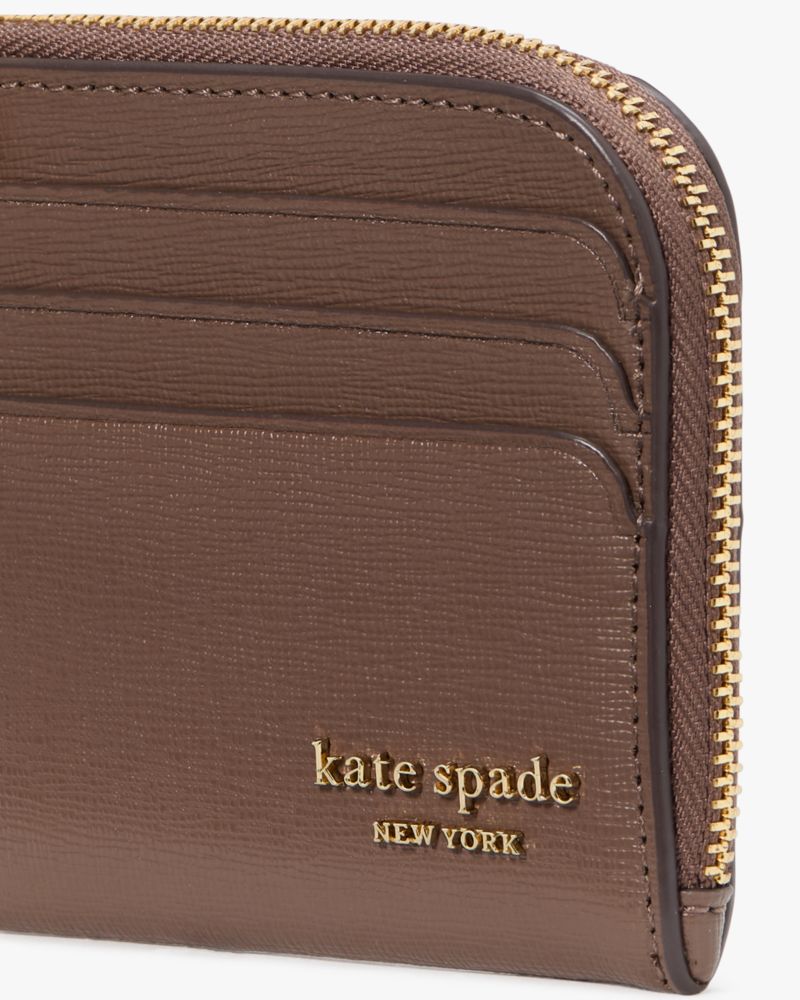 Kate Spade,Devin Coin Card Case Wristlet,Card Case,Wristlet,Logo,Sustainable,Scratch Resistant,Casual,Brown