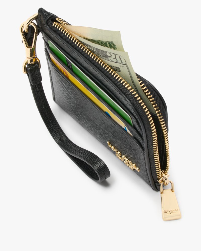 Kate Spade,Devin Coin Card Case Wristlet,Card Case,Wristlet,Logo,Sustainable,Scratch Resistant,Casual,Brown