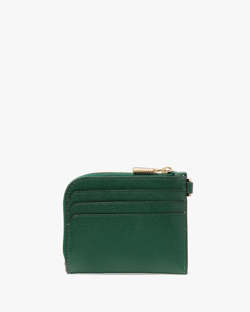 Kate Spade,Devin Coin Card Case Wristlet,Card Case,Wristlet,Logo,Sustainable,Scratch Resistant,Casual,Emerald