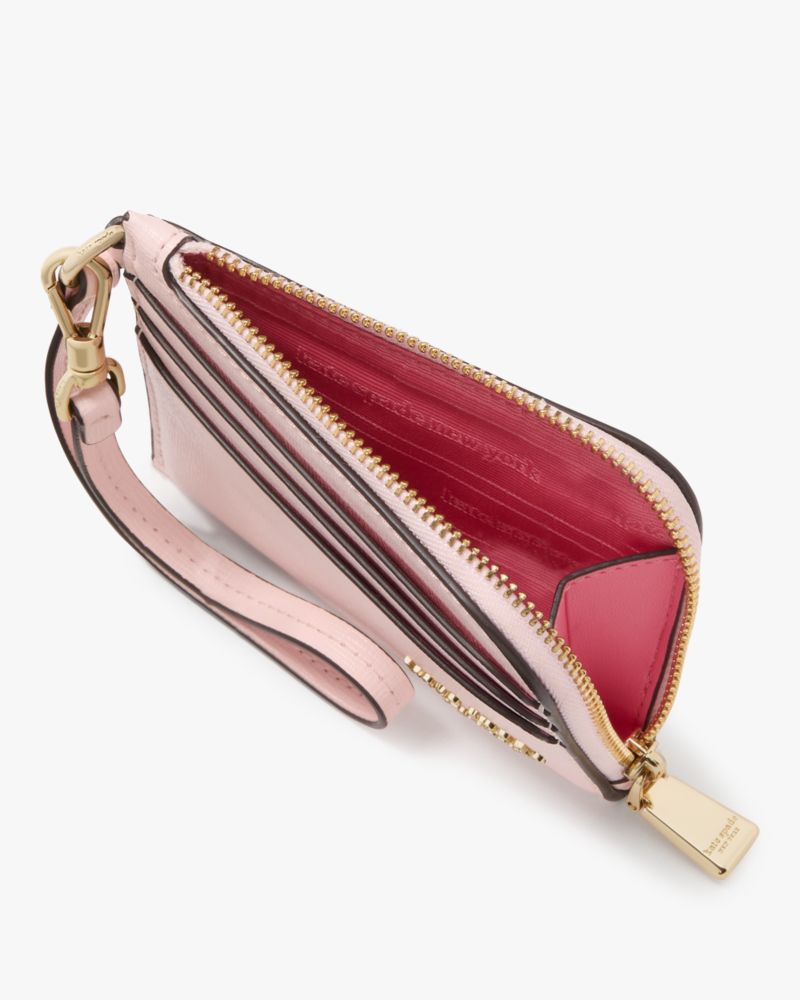 Kate Spade,Devin Card Case Wristlet,Card Case,Wristlet,Logo,Scratch Resistant,Sustainable,Casual,Pink