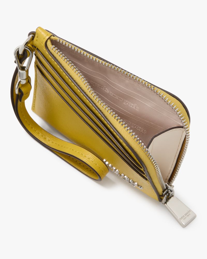Kate Spade,Devin Coin Card Case Wristlet,Card Case,Wristlet,Logo,Sustainable,Scratch Resistant,Casual,Yellow