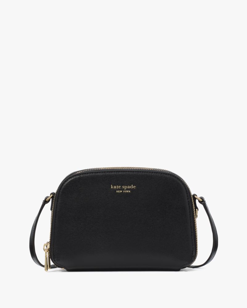 Black Devin Double Zip Dome Crossbody