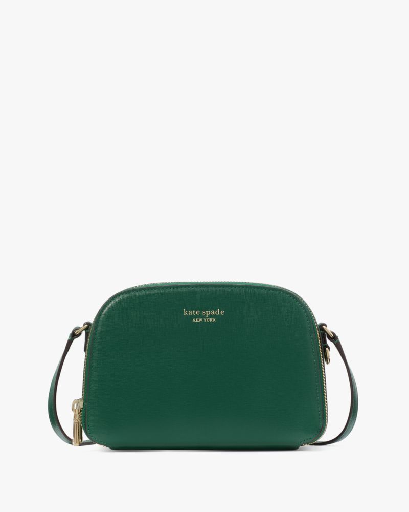 Kate Spade,Devin Double Zip Dome Crossbody,Camera Bag,Logo,Scratch Resistant,Casual,