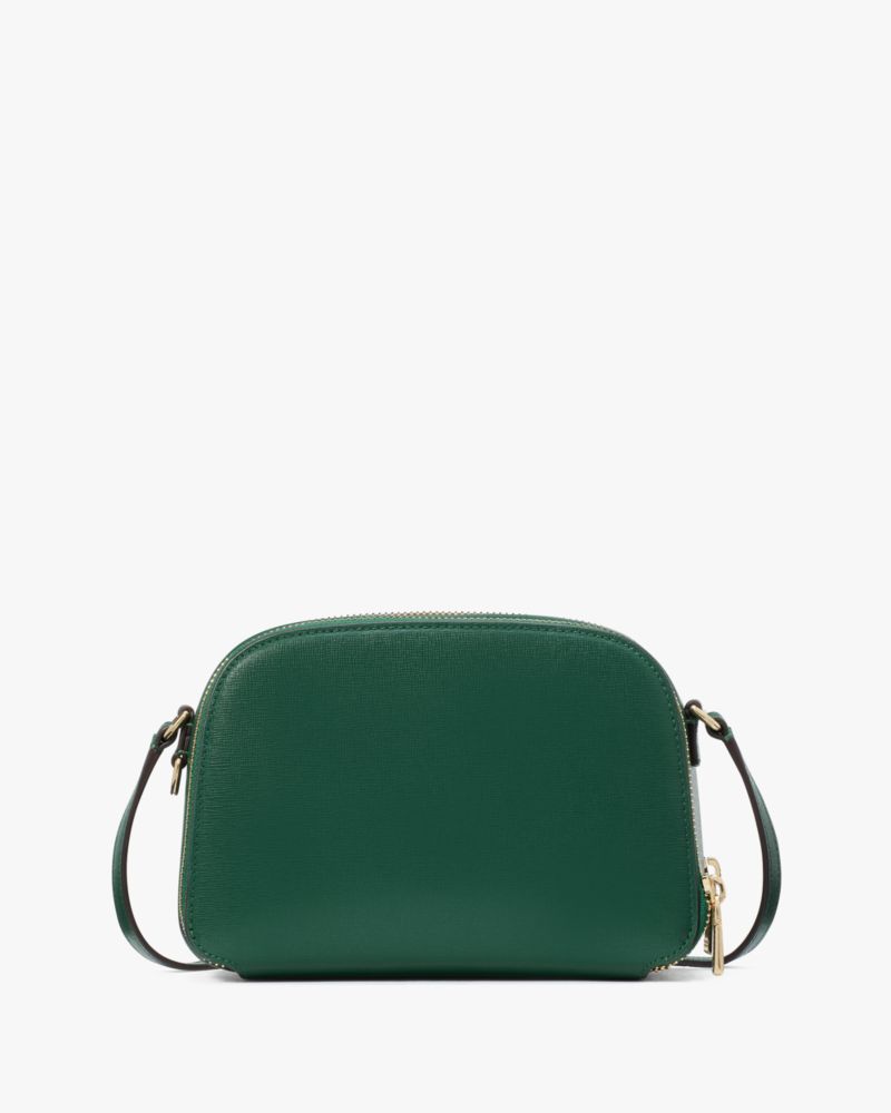 Kate Spade,Devin Double Zip Dome Crossbody,Camera Bag,Logo,Scratch Resistant,Casual,Emerald