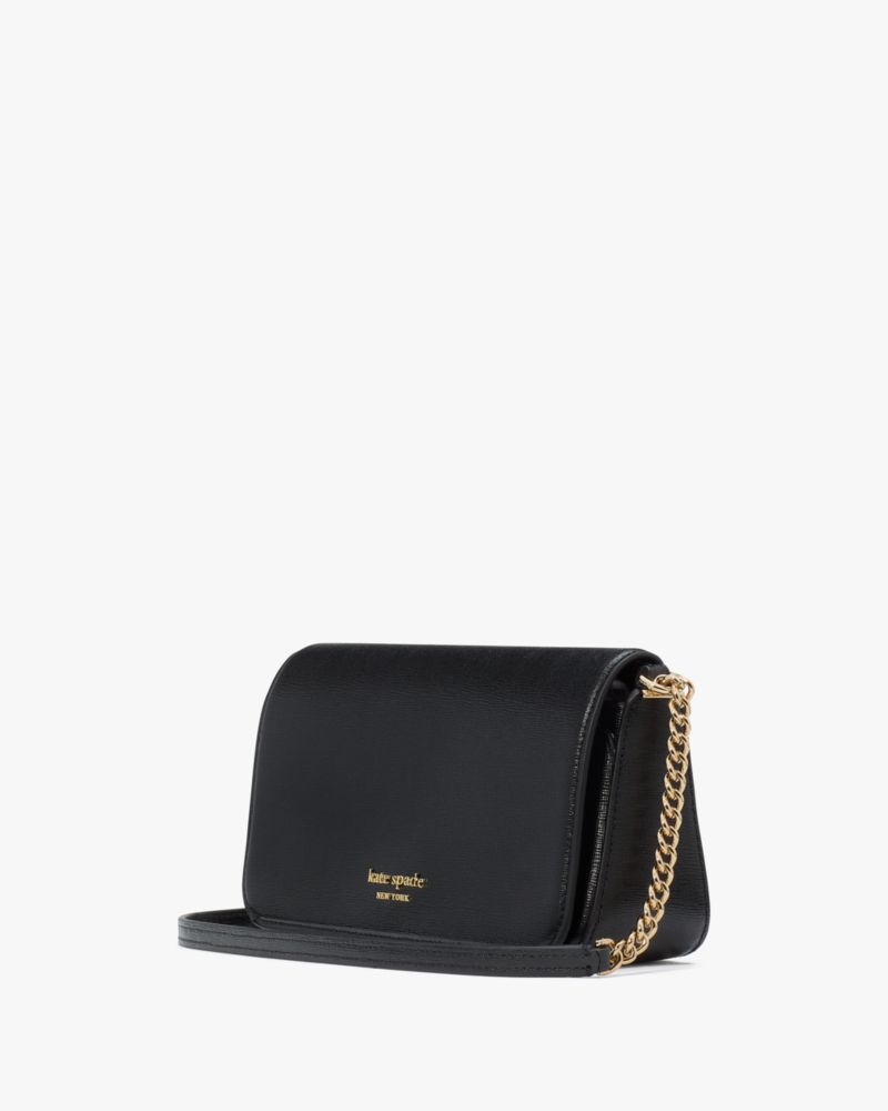 Kate Spade,Devin Flap Chain Wallet,Crossbody,Logo,Scratch Resistant,Casual,Black