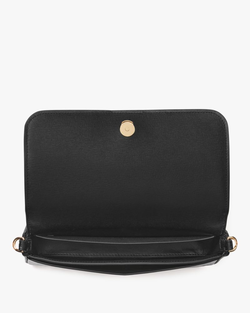 Kate Spade,Devin Flap Chain Wallet,Crossbody,Logo,Scratch Resistant,Casual,Black