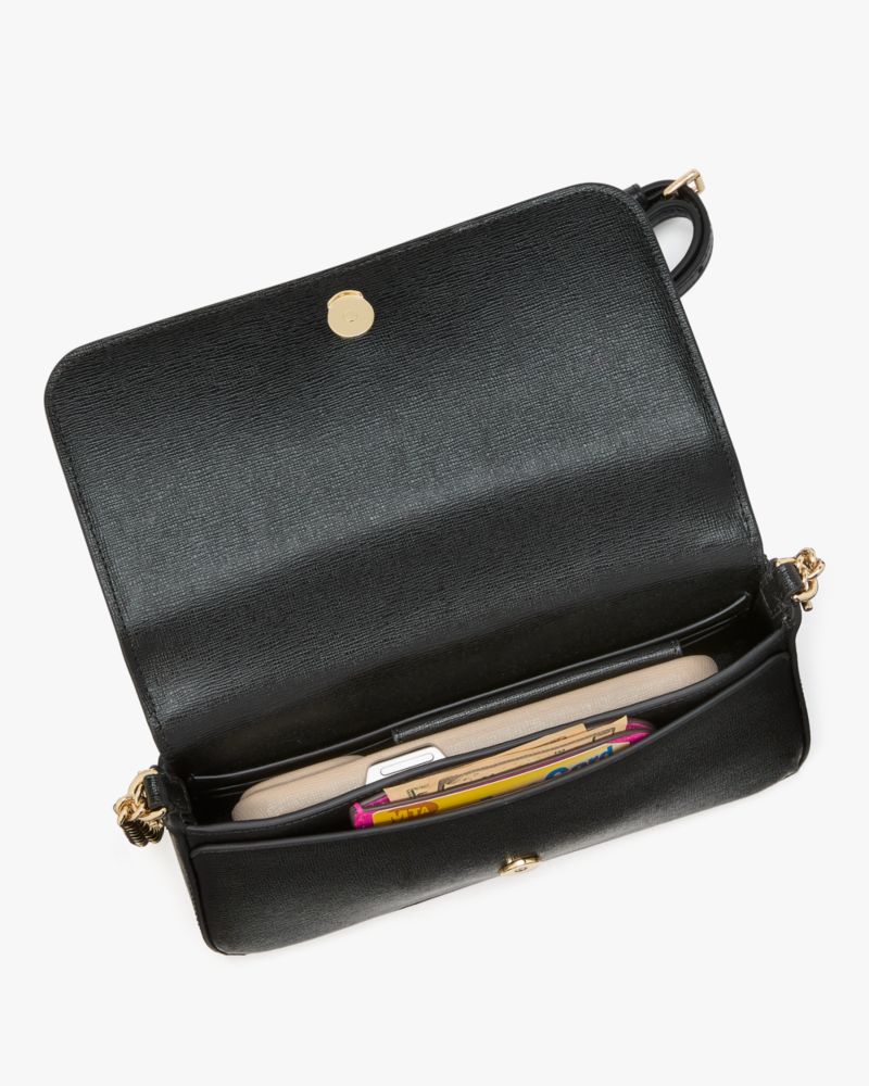 Kate Spade,Devin Flap Chain Wallet,Crossbody,Logo,Scratch Resistant,Casual,Brown
