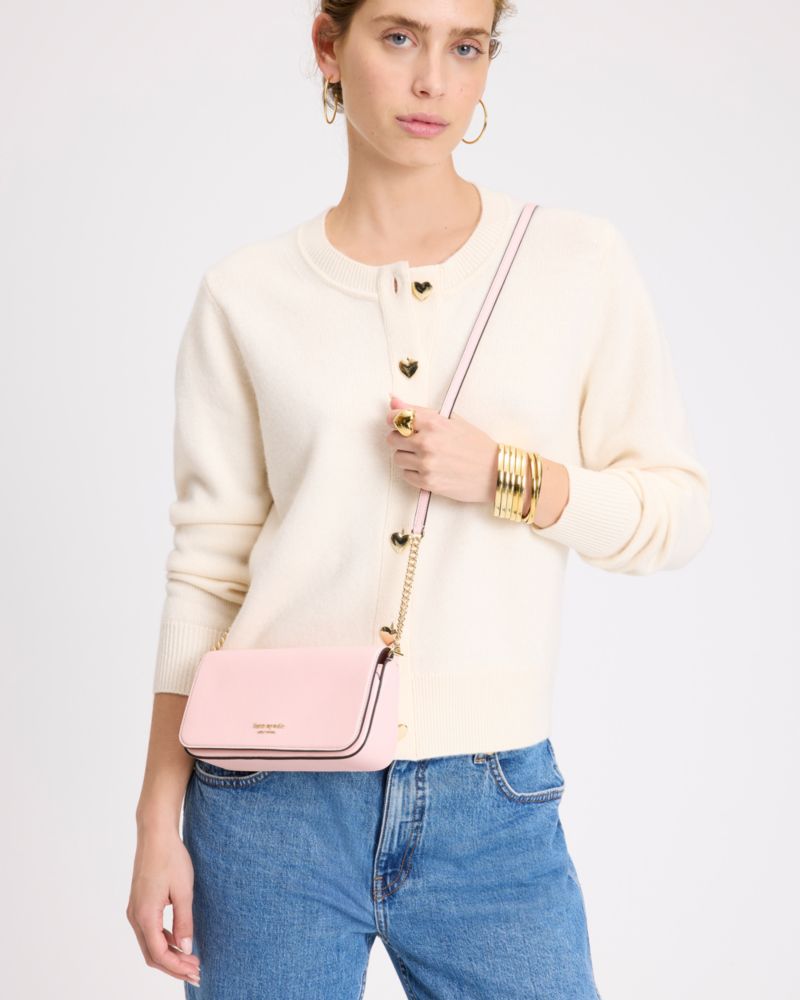 Kate Spade,Devin Flap Chain Wallet,Crossbody,Logo,Scratch Resistant,Casual,Pink