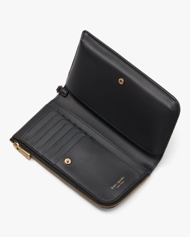 Kate Spade,Devin Phone Wallet,Continental,Bi Fold,Logo,Metal,Sustainable,Scratch Resistant,Casual,Black