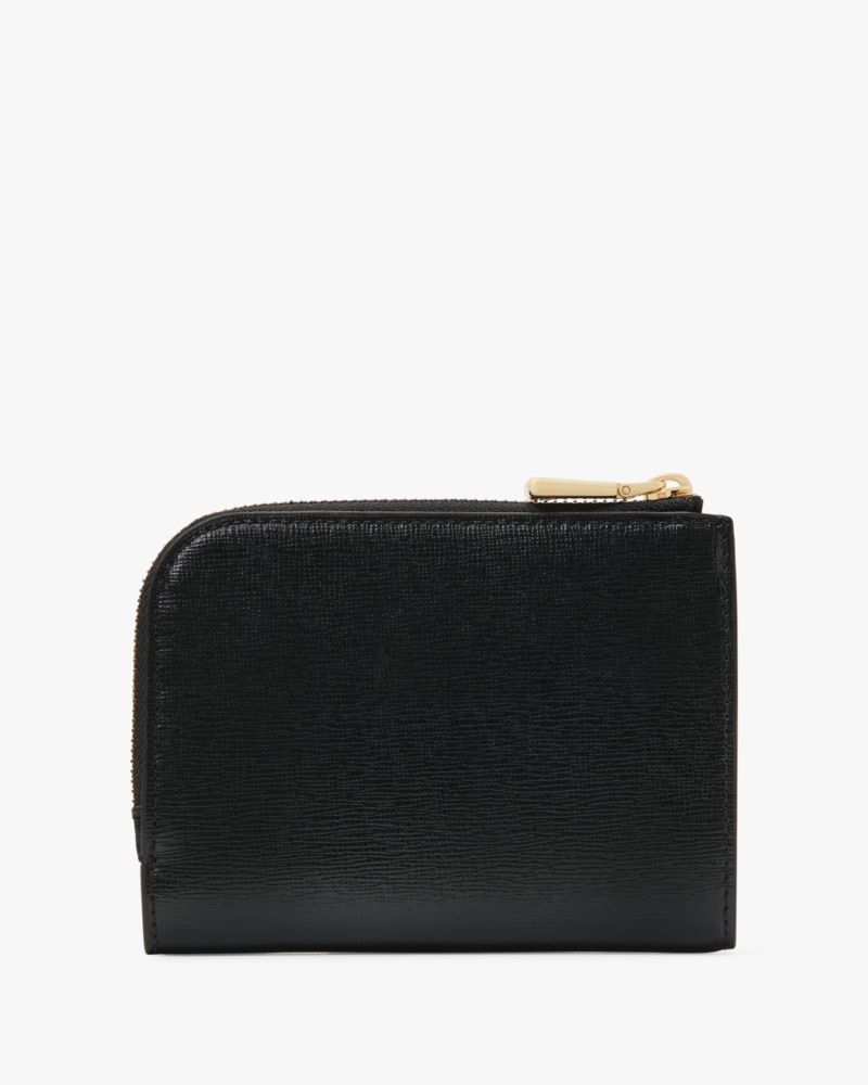 Kate Spade,Devin Small Compact Wallet,Bi Fold,Logo,Scratch Resistant,Sustainable,Casual,Black