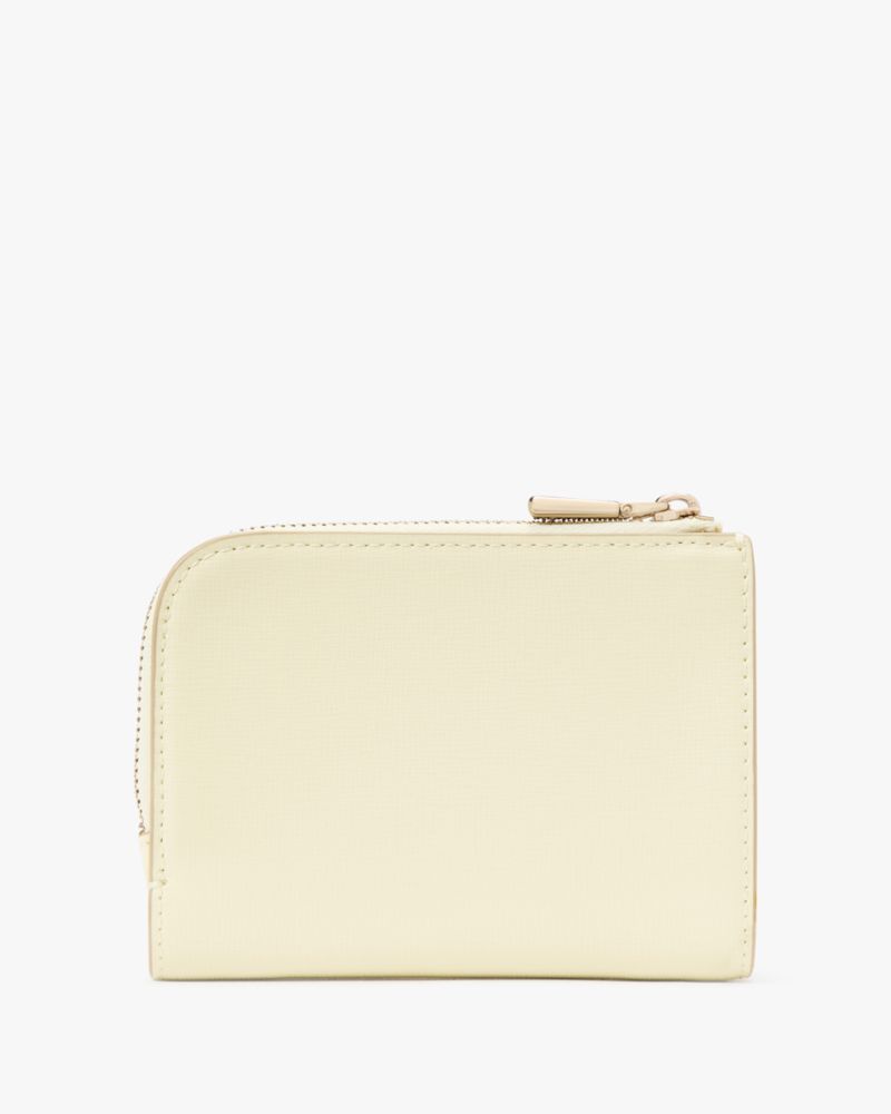 Kate Spade,Devin Small Compact Wallet,Bi Fold,Logo,Sustainable,Scratch Resistant,Casual,Cream