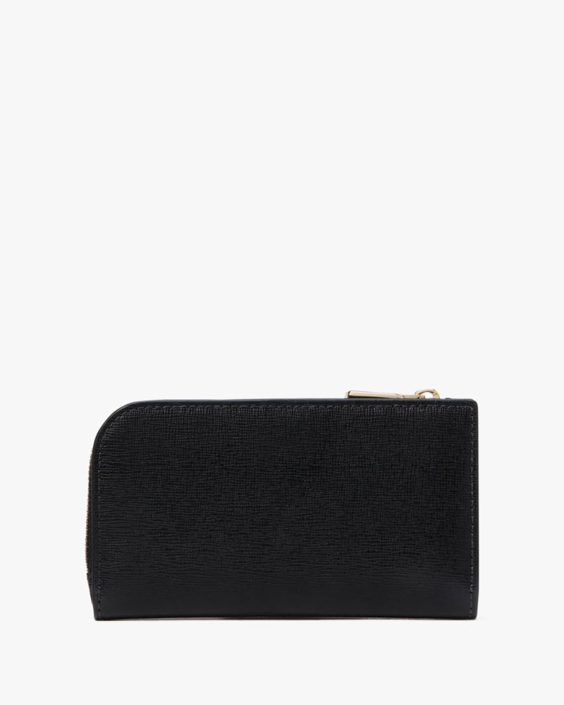 Kate Spade,Devin Small Slim Bifold Wallet,Continental,Bi Fold,Metal,Logo,Sustainable,Scratch Resistant,Casual,Black