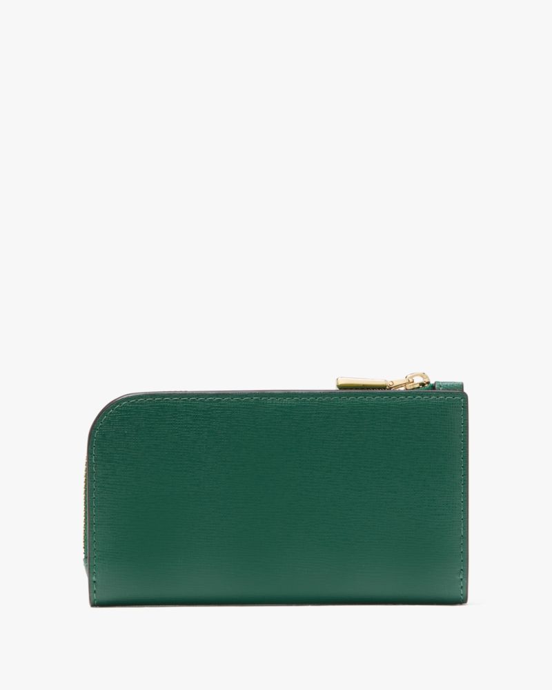 Kate Spade,Devin Small Slim Bifold Wallet,Continental,Bi Fold,Metal,Logo,Sustainable,Scratch Resistant,Casual,Emerald