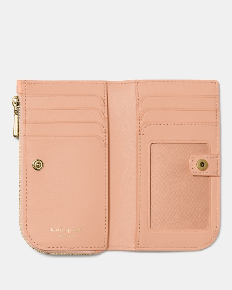 Kate Spade,Devin Bifold Wallet,Leather,Bi Fold,Faux Leather,Logo,Metal,Sustainable,Scratch Resistant,Casual,