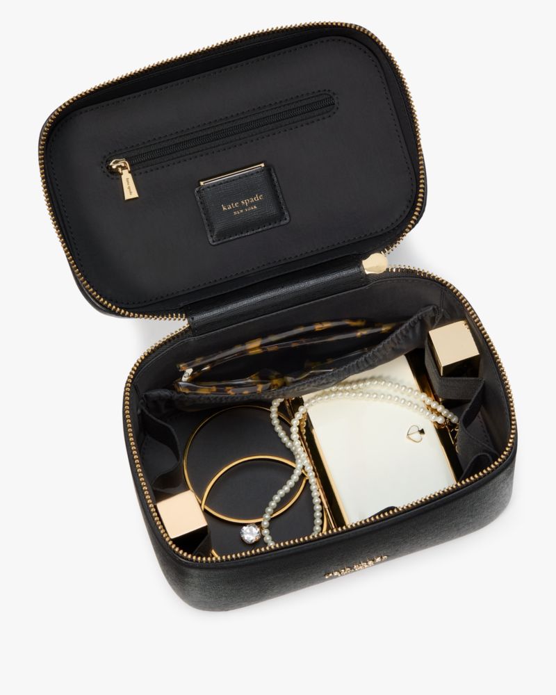 Kate Spade,Devin Vanity Kit,Makeup Bag,Logo,Scratch Resistant,Casual,Black