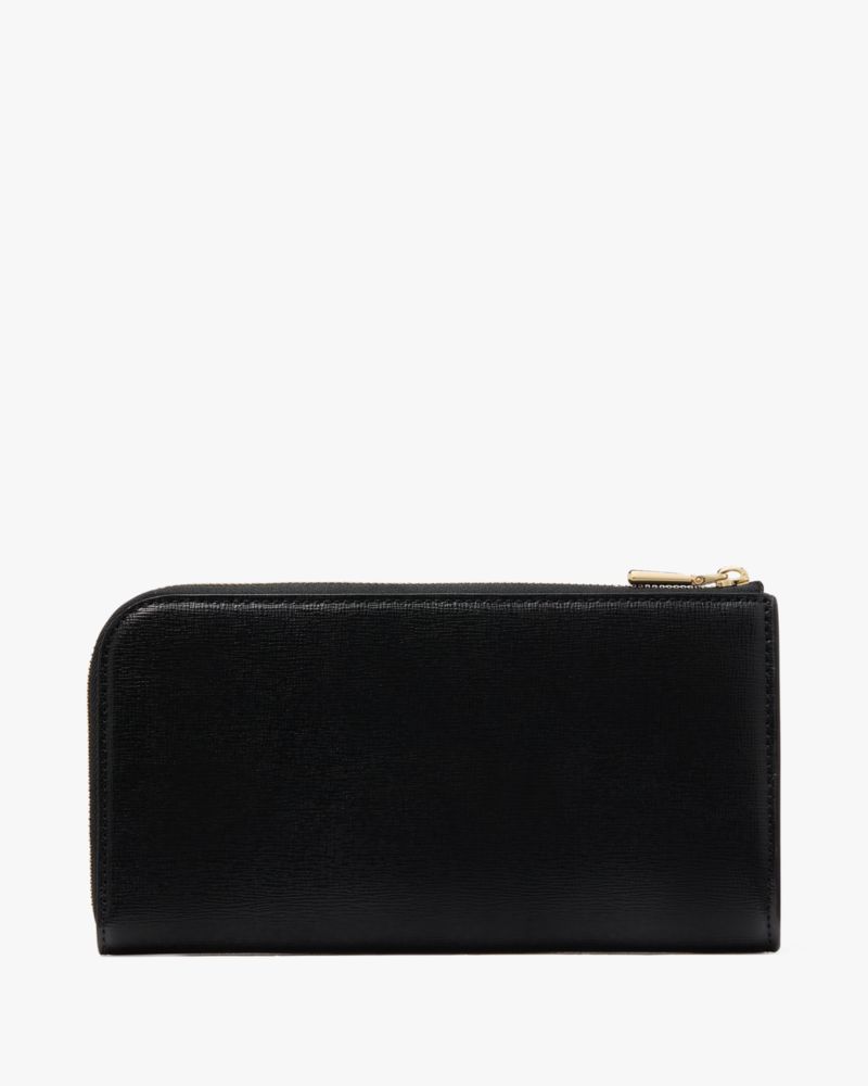 Kate Spade,Devin Zip Around Continental Wallet,Continental,Logo,Metal,Sustainable,Scratch Resistant,Casual,Black