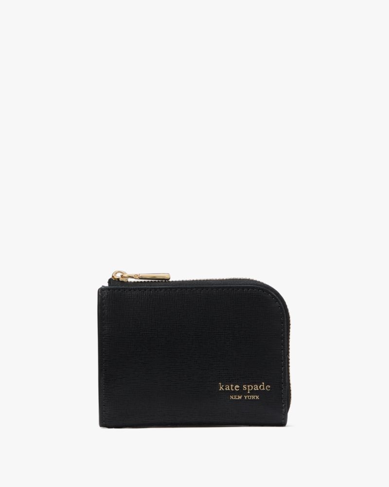 Kate Spade,Devin Zip Card Case,Card Case,Metal,Logo,Scratch Resistant,Sustainable,Casual,Black