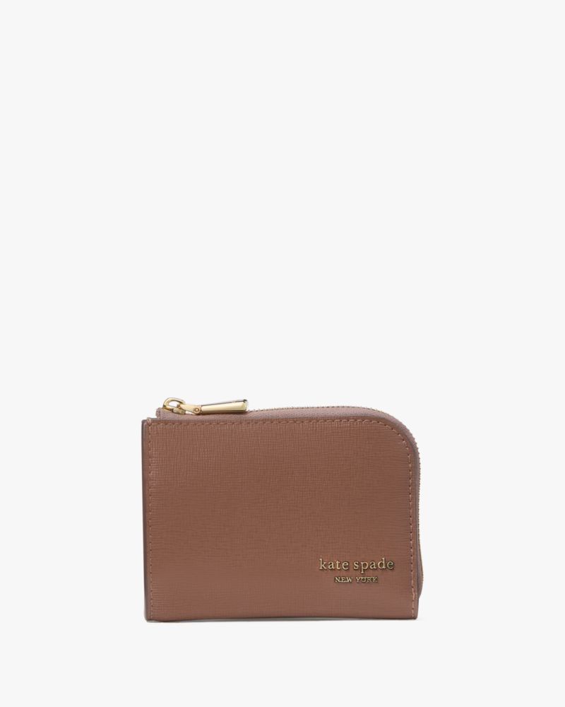 Kate Spade,Devin Zip Card Case,Card Case,Metal,Logo,Scratch Resistant,Sustainable,Casual,Brown