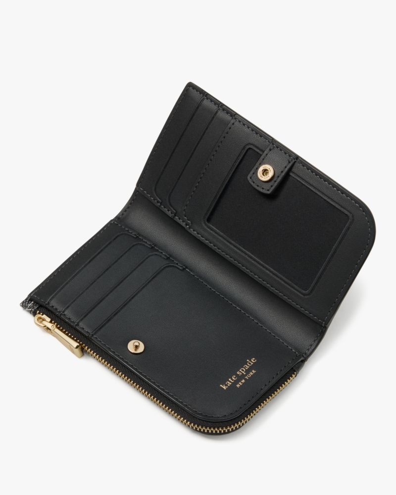 Kate Spade,スペード フラワー スモール スリム バイフォールド ウォレット,ミニ財布,ブラックマルチ