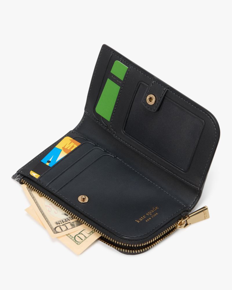 Kate Spade,スペード フラワー スモール スリム バイフォールド ウォレット,ミニ財布,ブラックマルチ