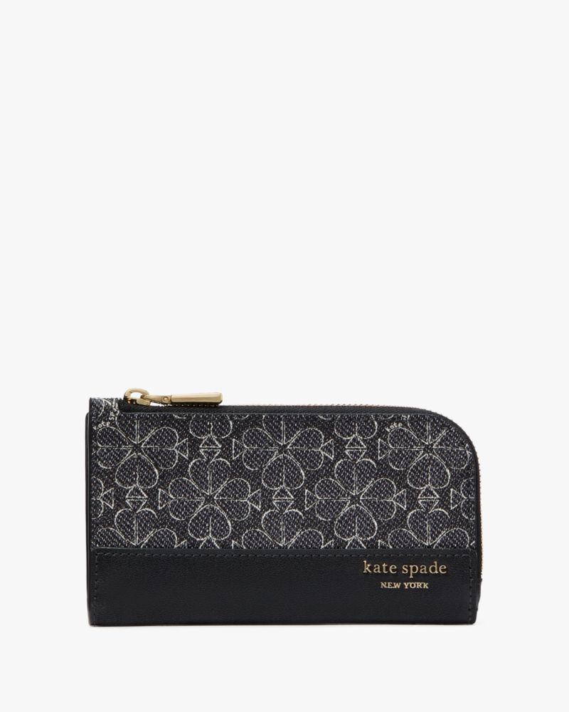 Kate Spade,スペード フラワー スモール スリム バイフォールド ウォレット,ミニ財布,ブラックマルチ