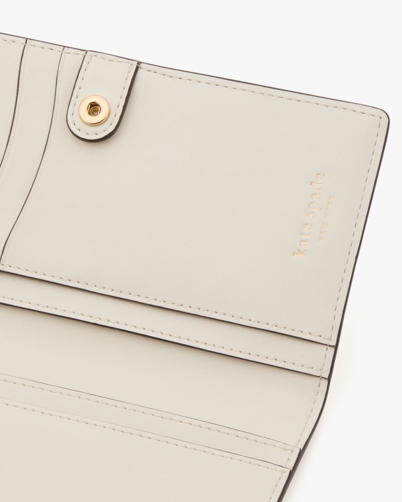 Kate Spade,Taylor Slim Bifold Wallet,Bi Fold,Word Embellishment,Logo,Casual,Cream