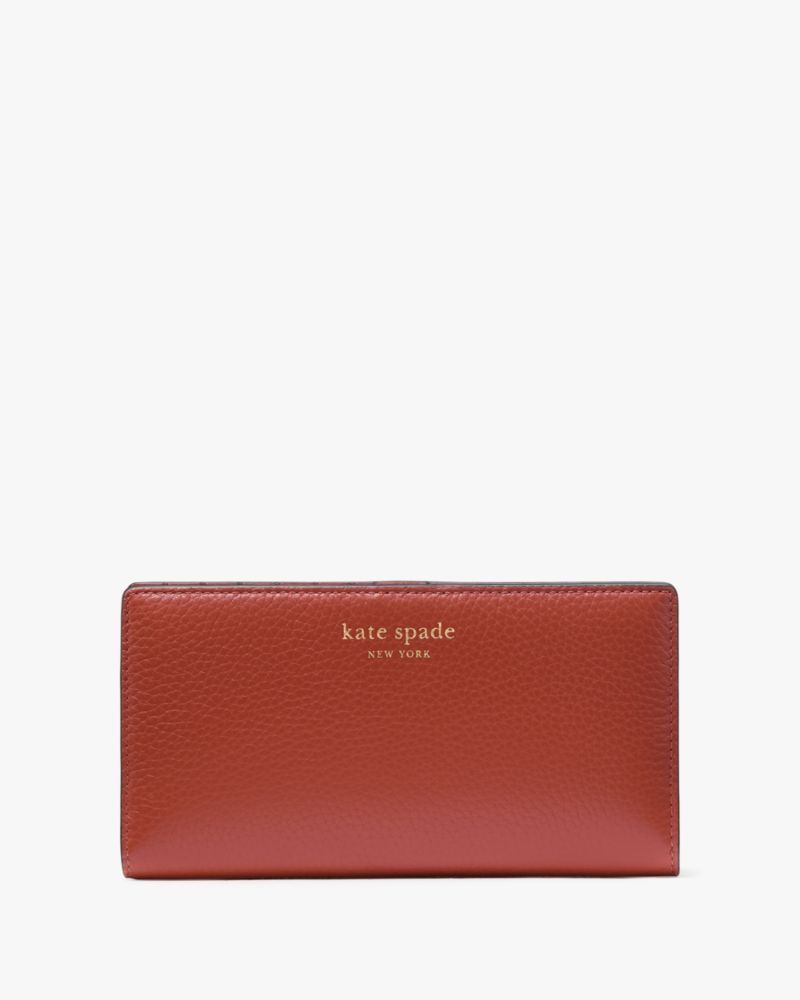 Kate Spade,Taylor Slim Bifold Wallet,Bi Fold,Word Embellishment,Logo,Casual,Brown