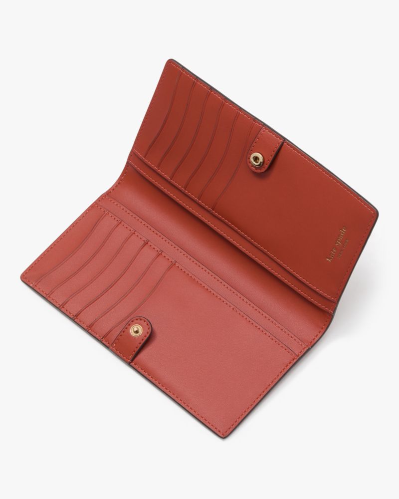 Kate Spade,Taylor Slim Bifold Wallet,Bi Fold,Word Embellishment,Logo,Casual,Brown