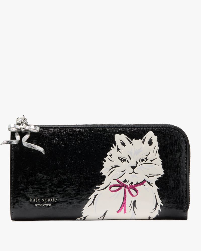 Kate Spade,ウィスカーズ ジップ アラウンド コンチネンタル ウォレット,長財布,ブラック