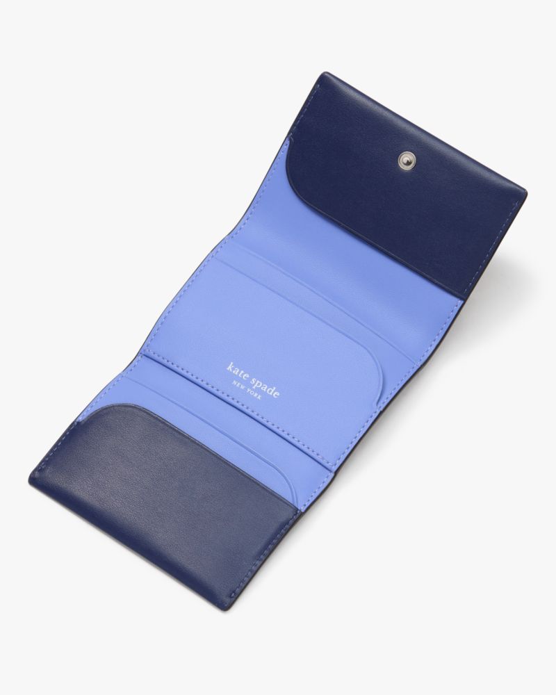 Kate Spade,Label Card Case Trifold Wallet,Navy