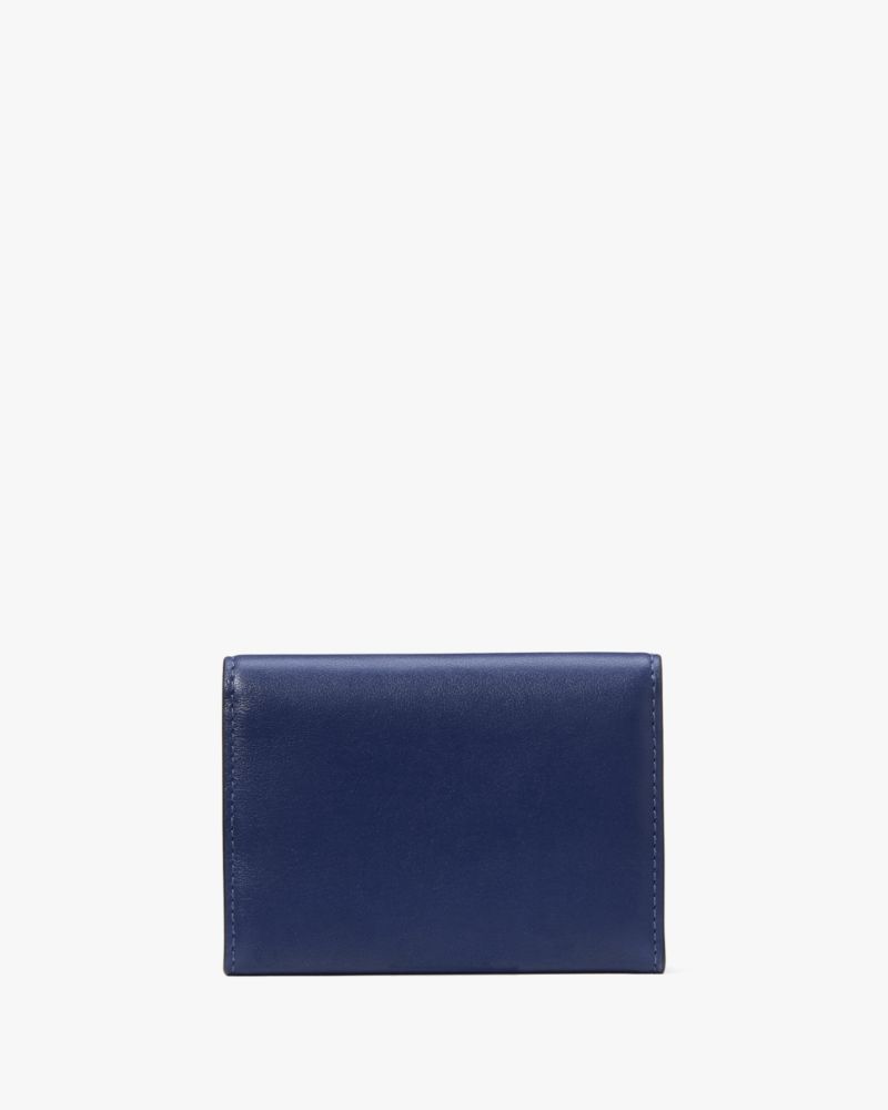 Kate Spade,Label Card Case Trifold Wallet,Navy