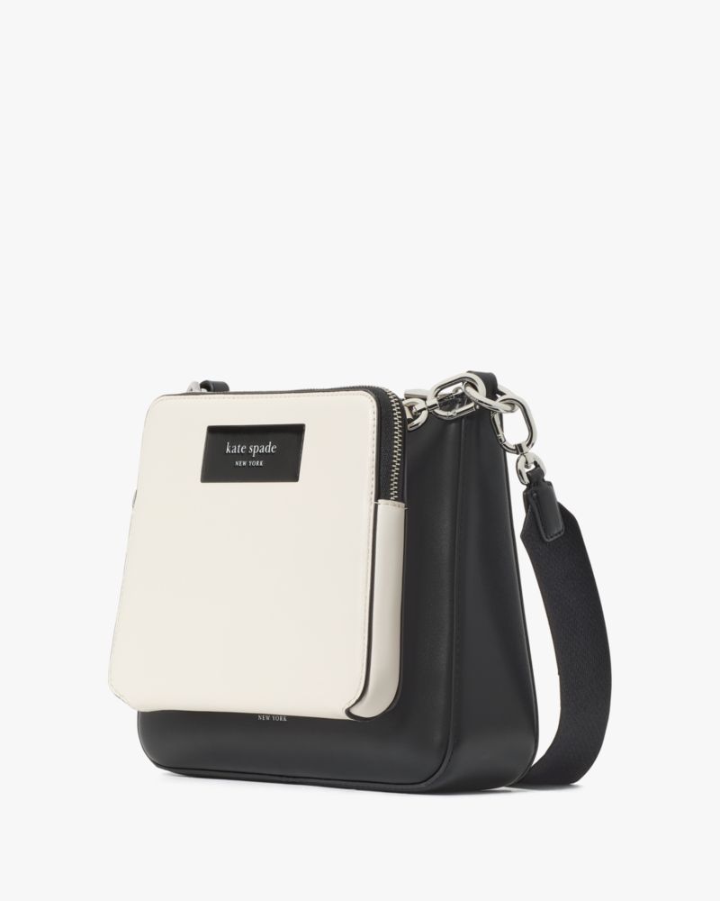 Kate Spade,Label Crossbody,Leather,Clutch,Crossbody,Color Block,Logo,3 in 1,Casual,Cream