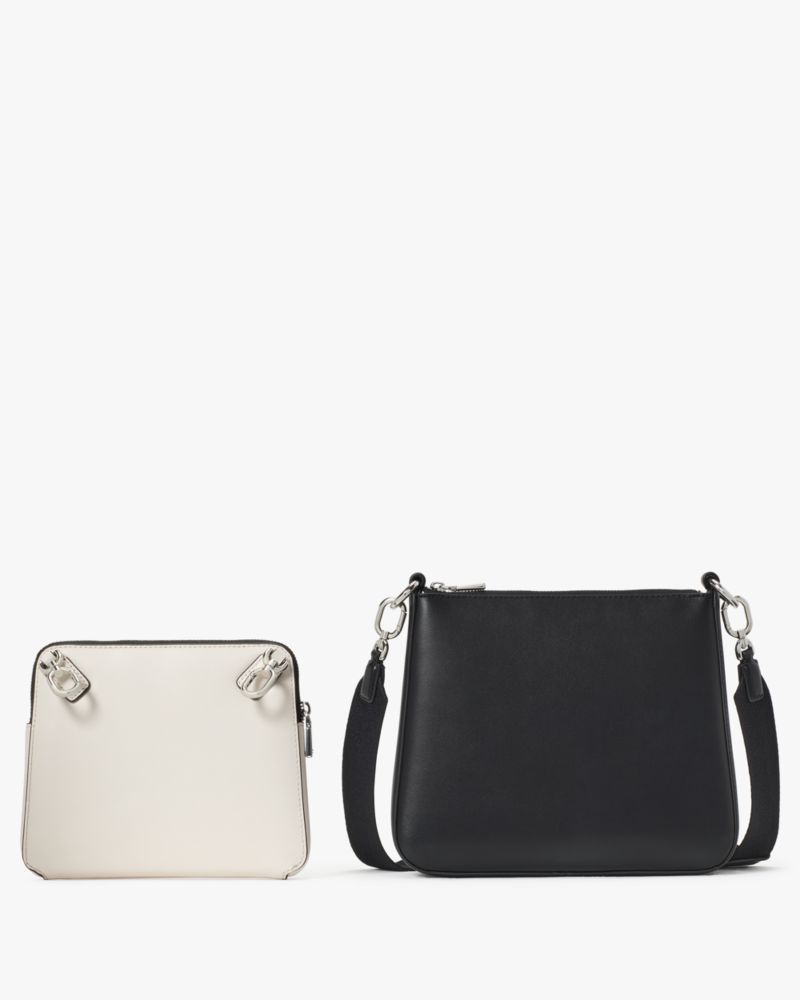 Kate Spade,Label Crossbody,Leather,Clutch,Crossbody,Color Block,Logo,3 in 1,Casual,Cream