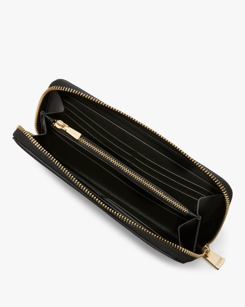 Kate Spade,Taylor Zip Around Continental Wallet,Leather,Continental,Word Embellishment,Logo,Casual,Black