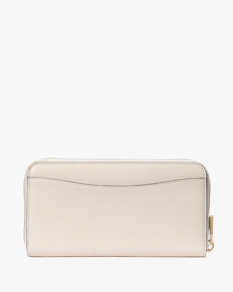 Kate Spade,Taylor Zip Around Continental Wallet,Leather,Continental,Word Embellishment,Logo,Casual,Cream