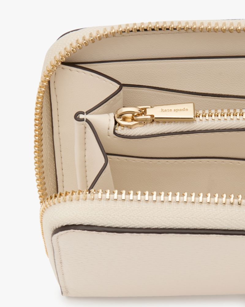 Kate Spade,Taylor Zip Around Continental Wallet,Leather,Continental,Word Embellishment,Logo,Casual,Cream