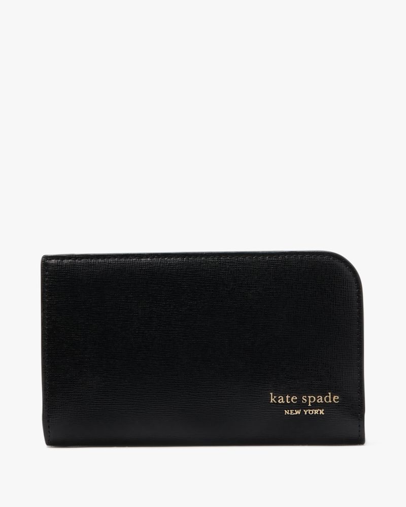 Kate Spade,Devin Medium Bifold Wallet,Bi Fold,Logo,Scratch Resistant,Sustainable,Casual,Black