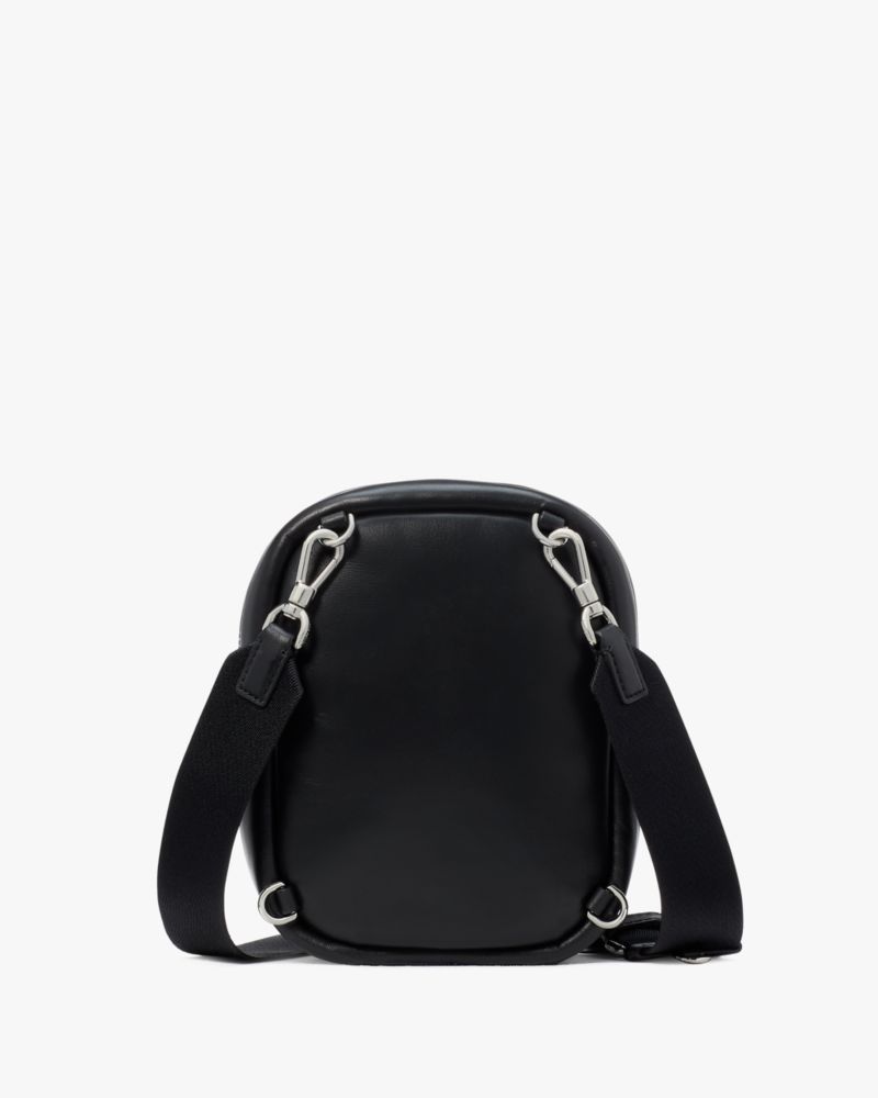 Kate Spade,Label Small Convertible Crossbody,Leather,Crossbody,Logo,Casual,Black