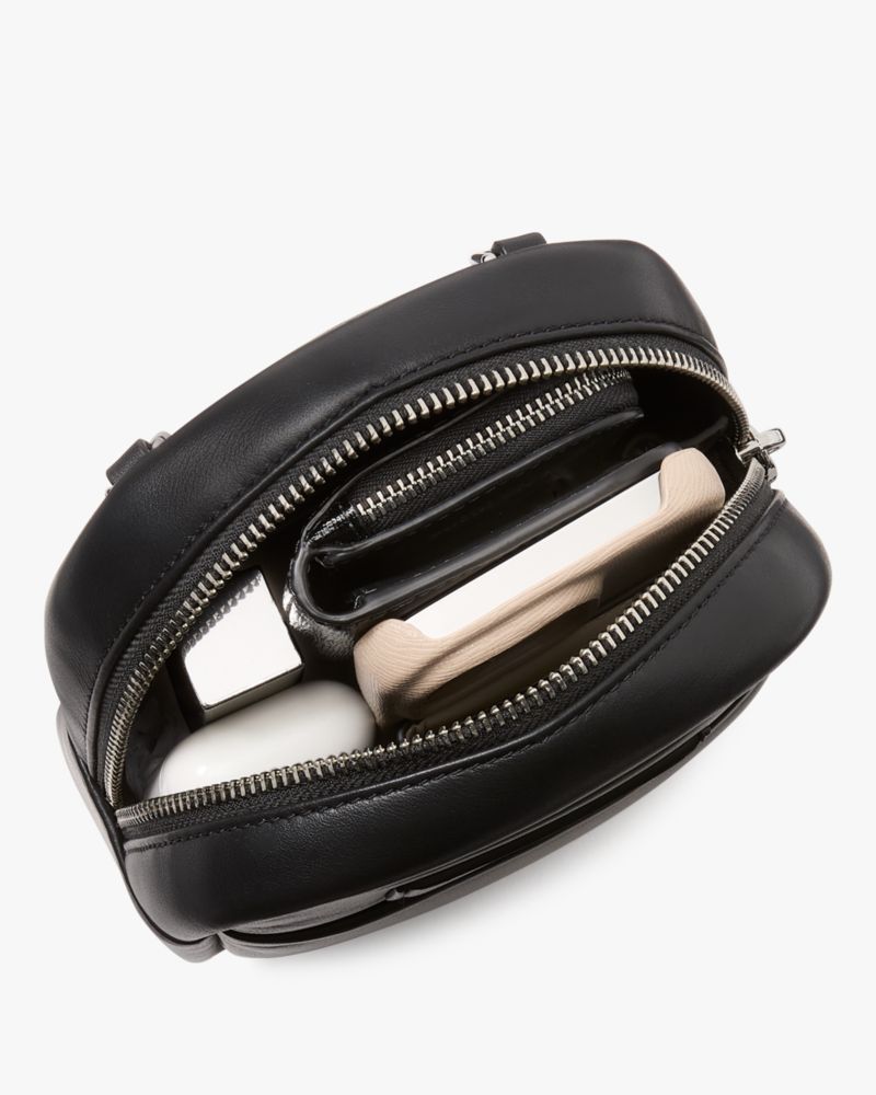 Kate Spade,Label Small Convertible Crossbody,Leather,Crossbody,Logo,Casual,Black