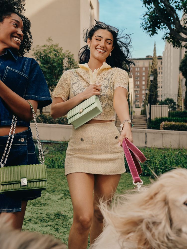 Kate Spade,デコ キルテッド ミニ フラップ チェーン クロスボディ,クロスボディ / 斜めがけ,ジャングルヴァイン