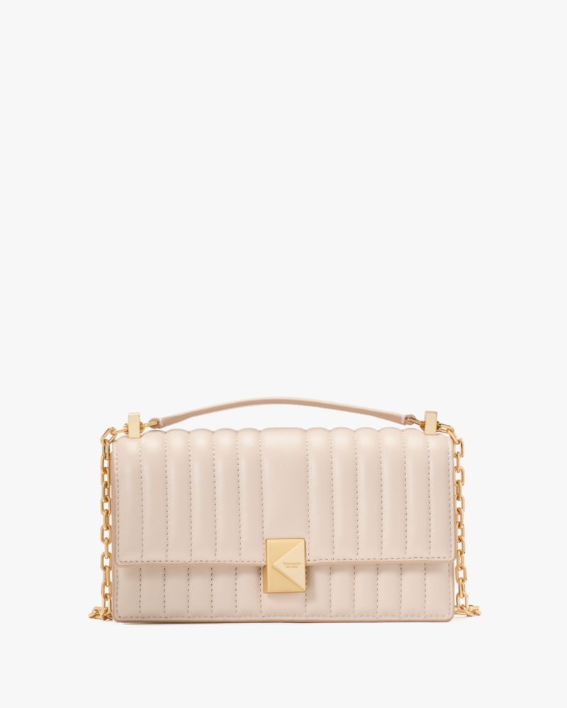 Milk Glass Deco Quilted Mini Flap Chain Crossbody